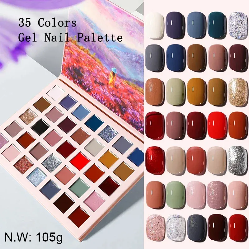 162435 Färger Solid Nail Gel Palette Japanese Cream Mud Målning Kit för konstdesign Semi Permanent UV 2472105G 240219