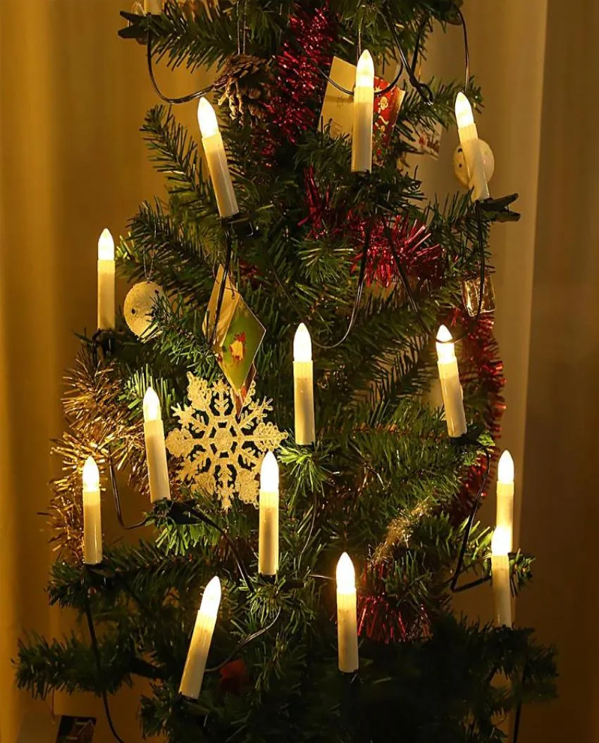 Strängar 20ed Christmas Tree Lights Decoration USB Cone Candle String Warm White Family Dinner Holiday Party7426075