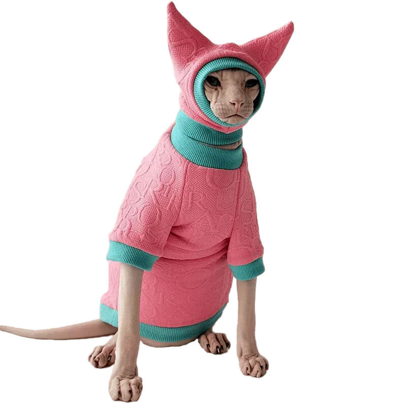 Clothing Pink Cart Sweater for Sphinx clothing Autumn Winter Kitten Outfits Hairless Cat Costume Devon Rex Clothes for Cat Sphynx