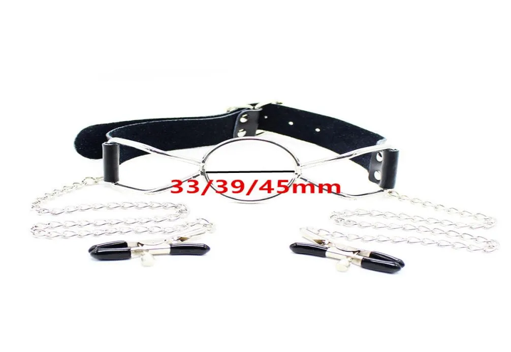 Pinces à mamelons en métal bouche Gag Plug Bondage esclave contraintes ceinture en cuir dans les jeux pour adultes pour les couples fétichistes jouets sexuels oraux pour femmes2828529