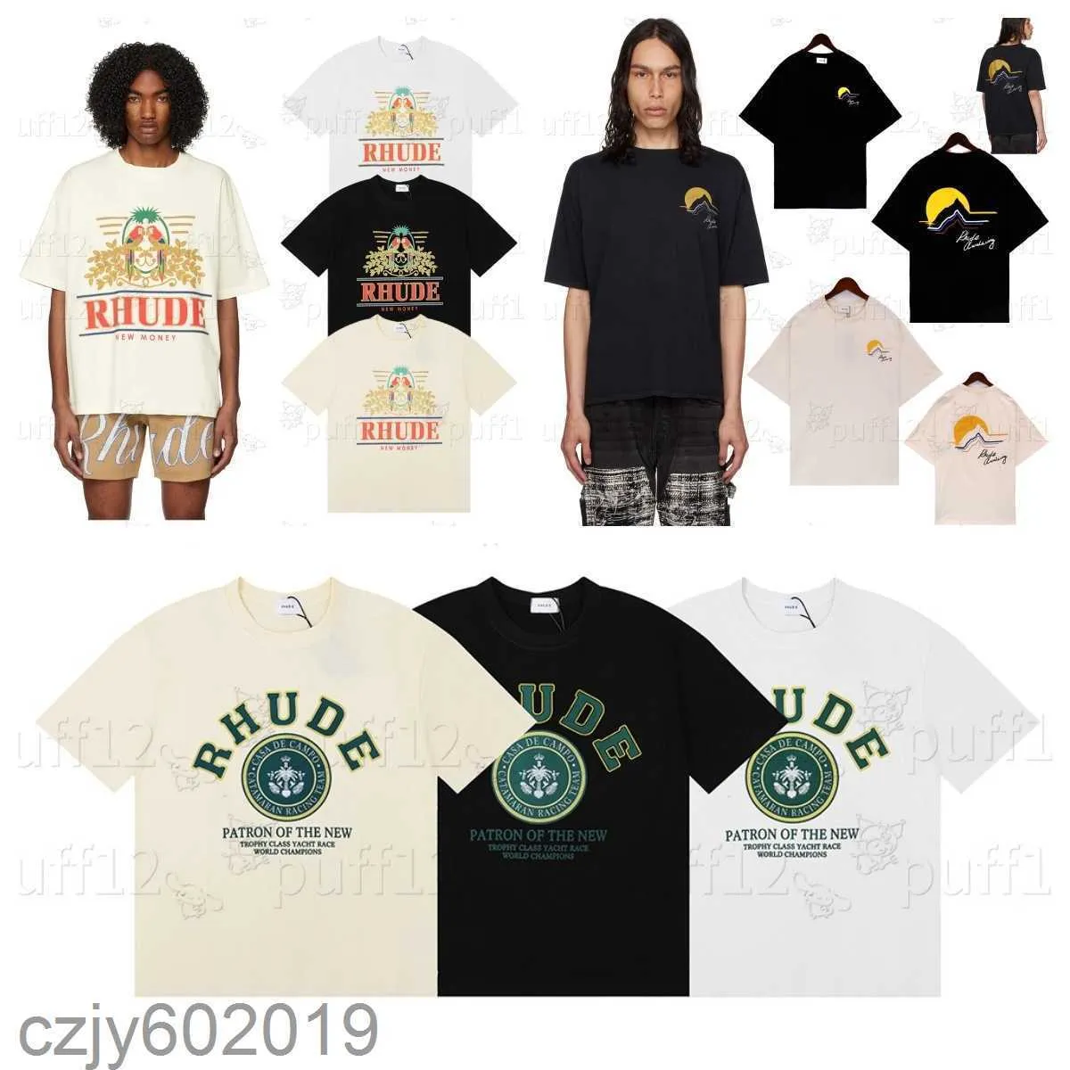 T-shirt pour hommes Designer Rhude T-shirt 24SS Printemps Été Américain Luxe Rhude Marque Skateboard Unisexe Tendance De La Mode T-shirt Casual High Street Hip Hop Chemise