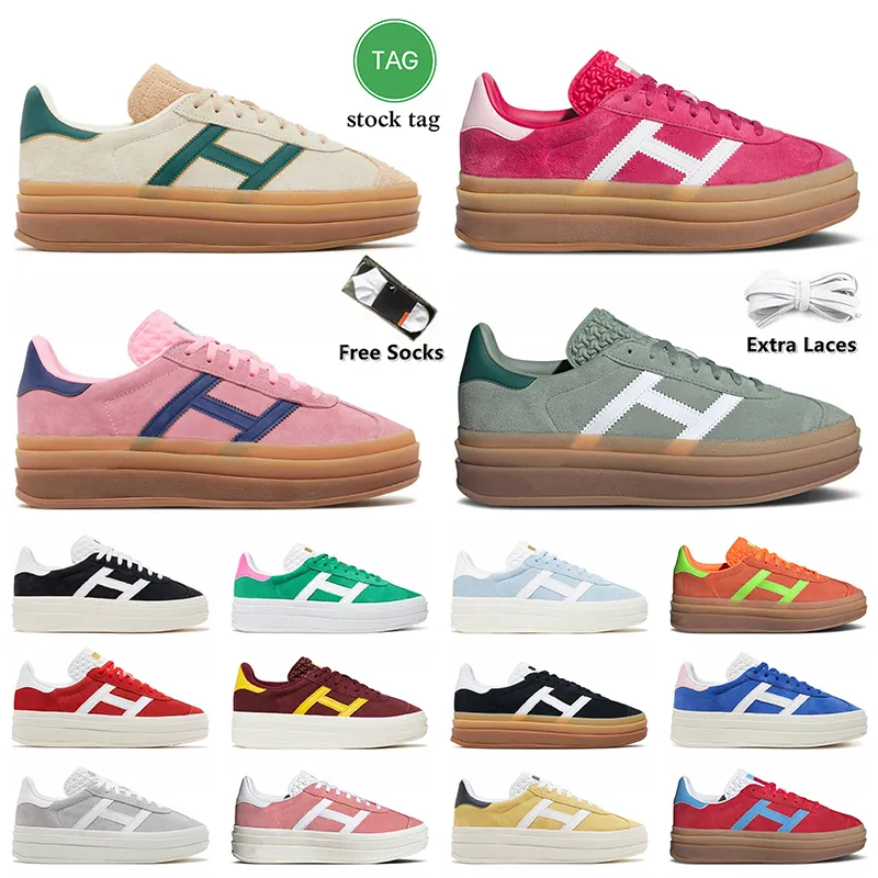 Platform Gazelle Bold Женская обувь Designer Cream Collegiate Green Suede Leather Pink Glow Gum Gazelles White Black Super Pop Flat Trainers Sneakers