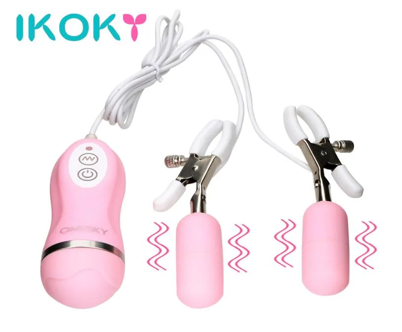 Ikoky Nipple Vibrator Vibrating Nipple Clamps Massage 10頻度の性玩具女性のマスターベーションアダルト製品Y14819898