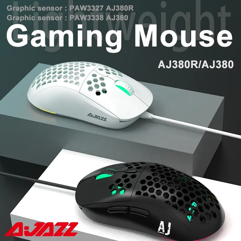 Мыши AJAZZ AJ380 RGB Проводная игровая мышь Регулируемая мышь 16000 точек на дюйм 6 кнопок Эргономичная мышь Компьютерные мыши для ноутбуков ПК геймеров