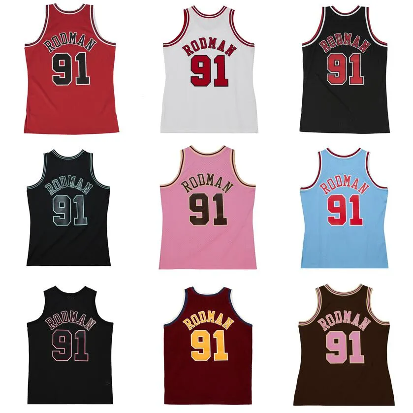Maillots de basket-ball cousus Dennis Rodman 1995-96 1997-98 maille Hardwoods maillot rétro classique hommes femmes jeunesse S-6XL