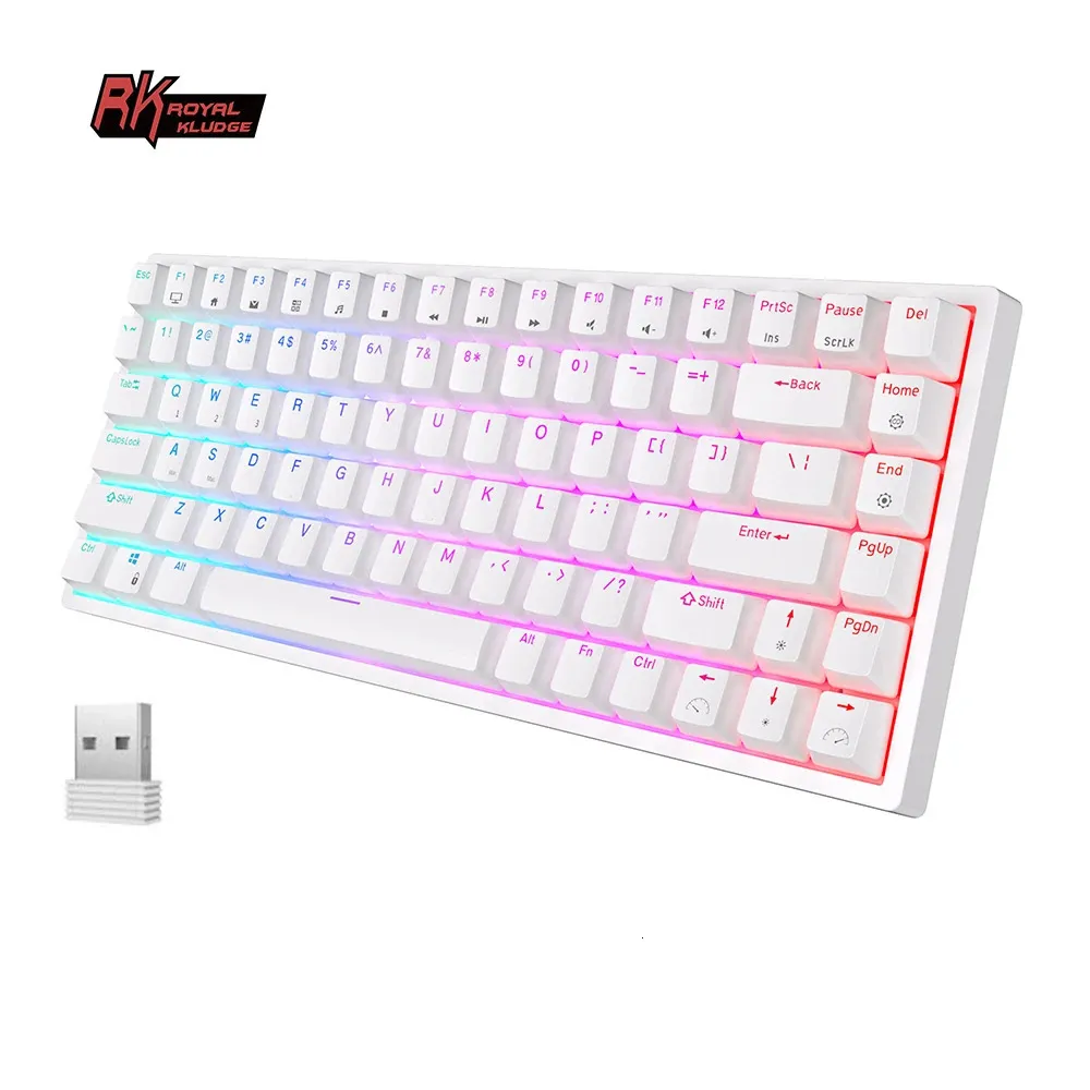 RK ROYAL KLUDGE RK84 75% RGB Трехрежимная механическая клавиатура BT5024GUSBC 84 Сменная беспроводная Bluetooth-клавиатура для геймеров 240229