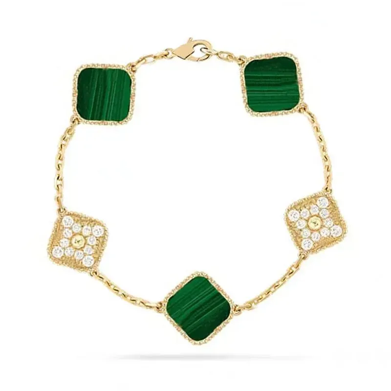 2024 designer bracelets Van Clover Bracelet Four Leaf Clover 18K Gold Love Bangle Pendant Sparkling Crystal Diamond for Wedding Mother' Day Jewelry with boxq20