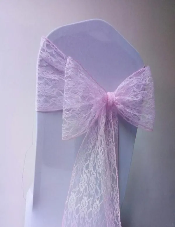 Chair Covers Lace Wedding Chair Bows Birthday Party Events Sashes Custom Made White Ivory 15X250 cm6603405