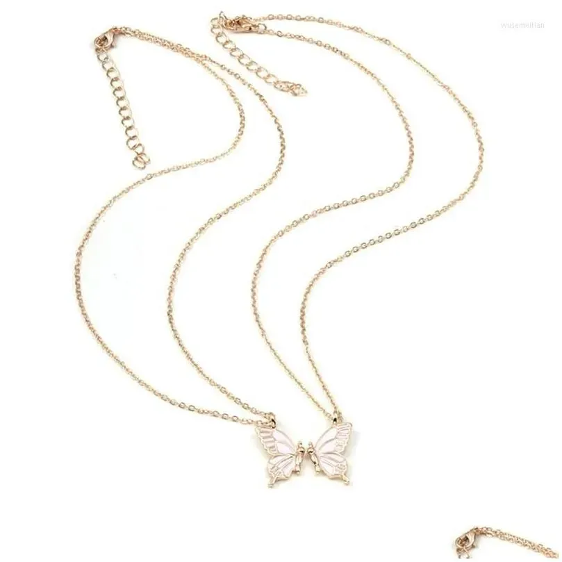 designer Pendant Necklaces 2pcs Friend Sisters Suitable for 2 Girls Matching Butterfly Pendants Long Distance Friendship Jewelry T8de Drop Del Dhpco