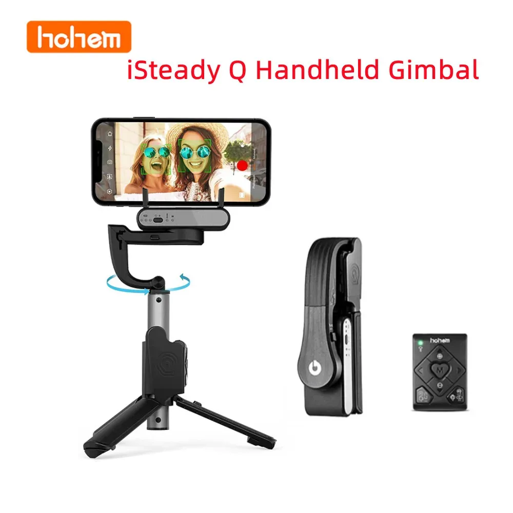 Hohem Isteady Q Stabilisateur de cardan portatif pour téléphone Selfie Stick Tige d'extension Trépied réglable avec télécommande pour Smartphone