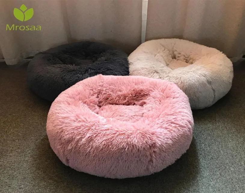 Lang pluche superzacht huisdier rond bed Kennel hond kat Comfortabel slaapkussen Winterhuis voor kat Warm hondenbedden Huisdierproducten5609622