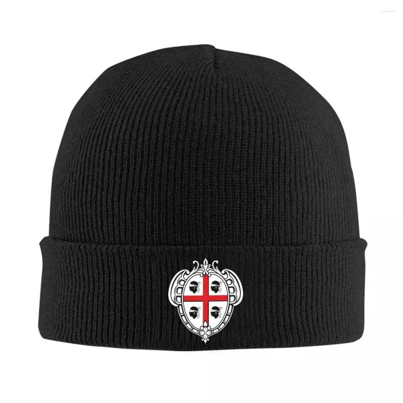 Berets Brasão de Armas Sardenha Bandeira Skullies Beanies Caps Unisex Streetwear Inverno Quente Chapéu de Malha Adulto Itália Sardegna Bonnet Chapéus