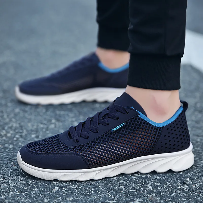 Hotsale Men Women Mesh Running Shoes Soft Breathable Comfort Black White Greys Navy Blue Red Purple Mens Trainers Sports Sneakers GAI