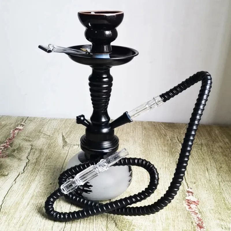 Ensemble de narguilé arabe de voyage, petite bouteille en verre simple, bol en céramique, accessoires de tuyau, cadeau d'anniversaire 240220