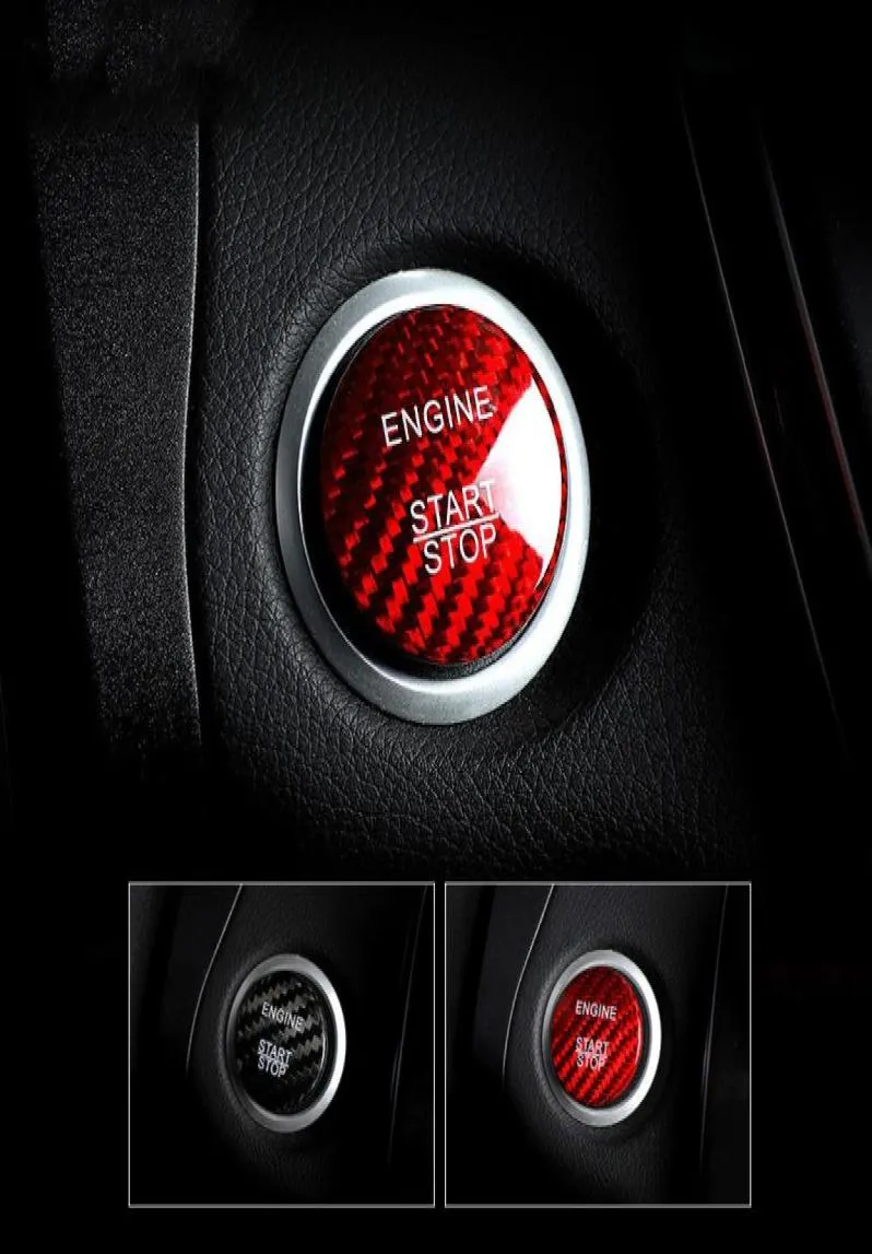 Fibra de carbono botão de parada partida do motor carro capa adesivos para mercedes a b c classe w205 glc x253 amg ml glc acessórios8680811