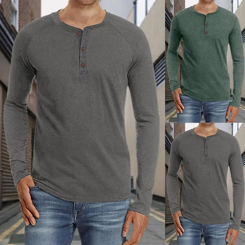 Camicie casual da uomo T-shirt a maniche lunghe Henley in cotone Top da donna in maglia da uomo Club da uomo abbottonato