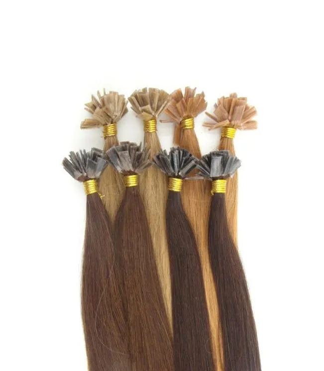 Whole 1gs 100pcsset Fusion Flat Tip Indian Remy Extensions PreBonded Keratin Human Hair4897129