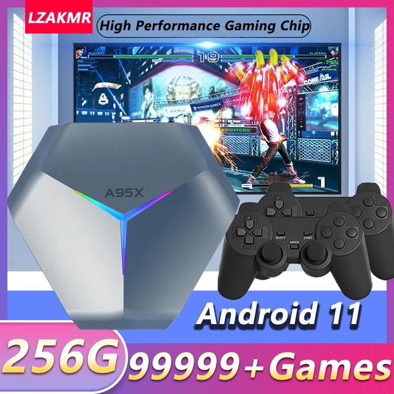 Consoles LZAKMR NEW Retro Classic A950X 3D Game Box Android TV 11 70 Emulator HDMI 4K 256G 99999+ Game Home Party Console for PSP/DC/SS