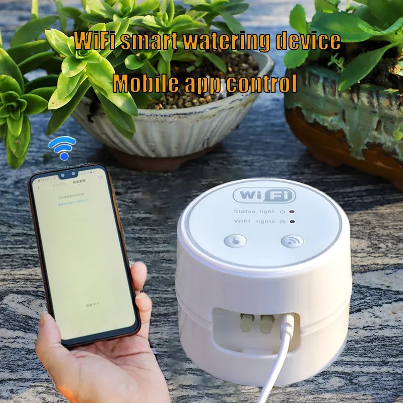 Satser Ny WiFi Automatisk DRIP IRRIGATION Controller Garden Plant Smart Water Pump Timer Inomhusvattning Bevattning Systemanordning