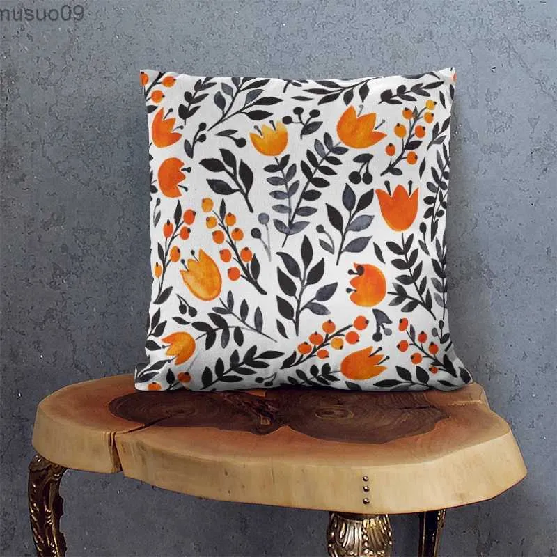 Pokrywa krzesełka Plant Cushion Case Autumn Jungle Decor Decor Pushows Puse Sofa Łóżka Poduszki pokrywa Plush Pillow Cover Hogar Housse de Coussin