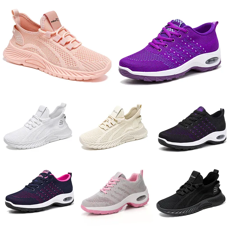 2024 NIEUWE MANNEN VROUWEN SCHOENEN WACHTEN Running Running Flat Shoes Soft Sole Fashion Purple White Black Comfortabele sportkleur Blokkering Q85 GAI