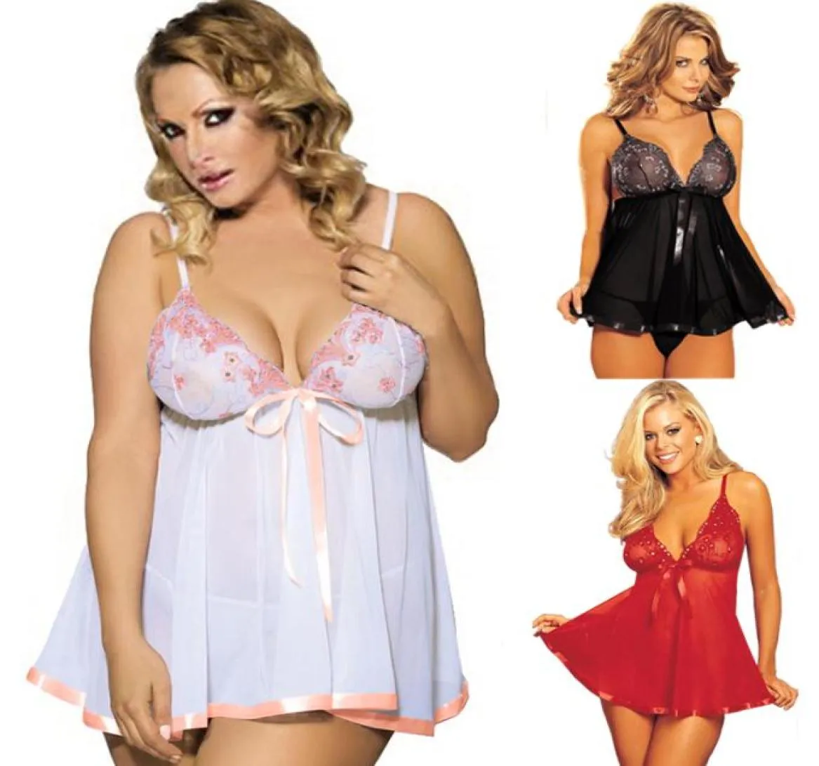 Rouge blanc violet noir grande taille S4XL Lingerie Sexy nuisette brocart paillettes Chemise Sexy Costumes9213538