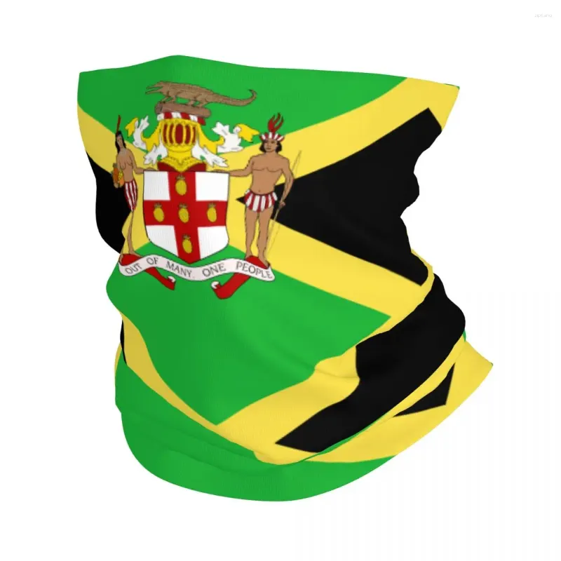 Bandanas Coat Of Arms Jamaica Bandana Neck Warmer Women Men Winter Hiking Ski Scarf Gaiter Jamaican Flag Face Cover