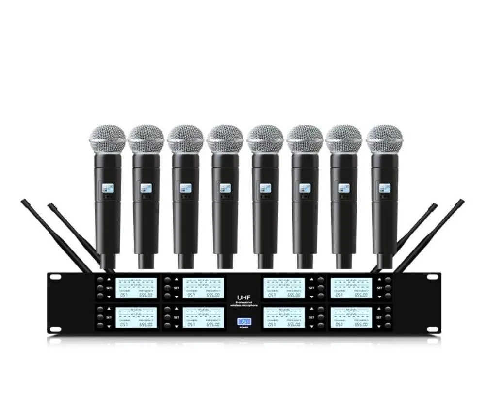 Microphones Professional UHF 8 Channel Wireless Microphone System Handhållen Lavalier Conference Karaoke Church School Lecture Stage3215172