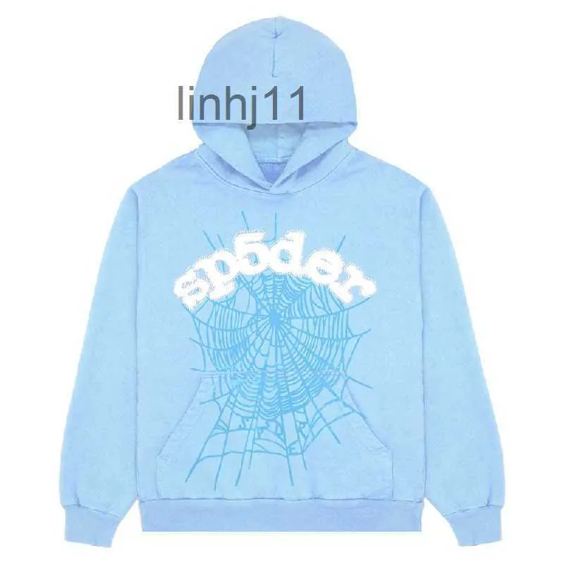 Men's Hoodies Sweatshirts Mens New Sky Blue Sp5der Hoodie Men Women 1 Hip Hop Young Thug Spider World Wide 555555 Print PulloverFGEQ