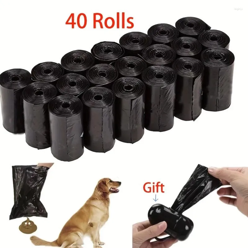 Trasportino per cani 40 rotoli NeroSacchetti per escrementi di cane con dispenser e clip per guinzaglio inodore Standard 600 pezzi