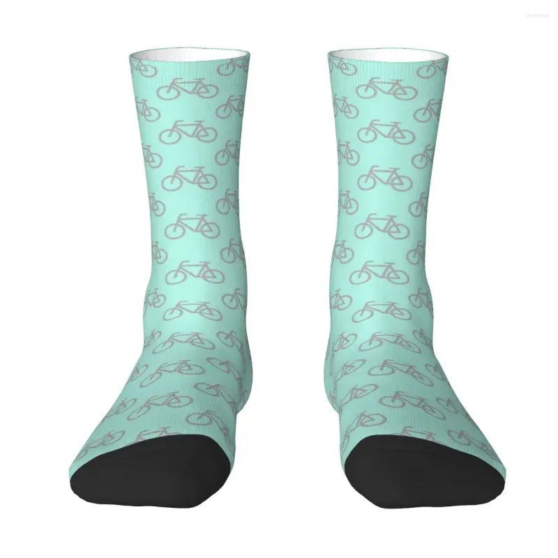 Herrensocken Fahrradmuster (Hellgrau und Cyan) Radfahren Unisex Frühling Sommer Herbst Winter Basketball Happy Street Crazy Sock