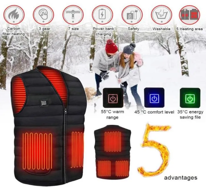 Men and Women Outdoor USB Heating Vest Jacket Winter Flexible Electric Thermal Clothing Waistcoat Fishing Hiking Warm Clothes3830514