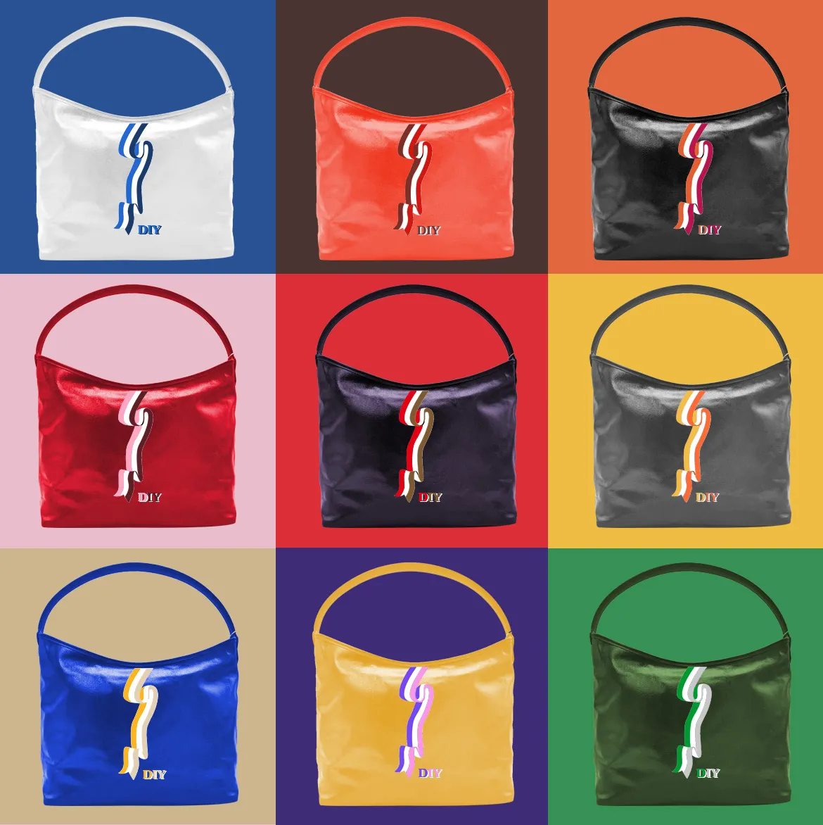 Totes Femmes sac en cuir véritable hobo fermeture éclair épaule unique bricolage faites-le vous-même à la main sac à main personnalisé sac personnalisé personnalisation initiales rayures H12