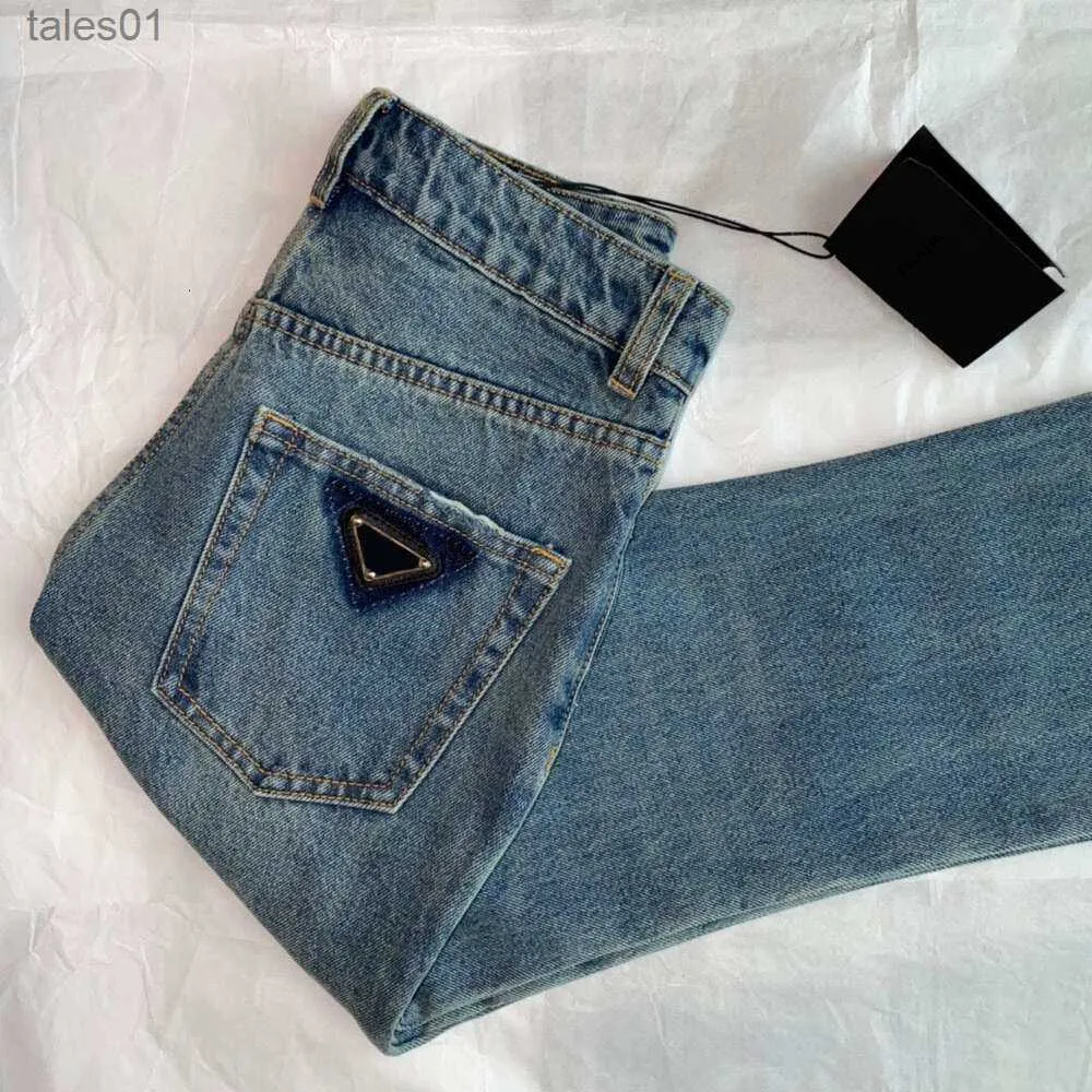 Jeans da donna Luxury pJeans Marchio Moda Blu Vita Strada Gamba larga Jean Pantaloni femminili Pantaloni in denim dritti 240304