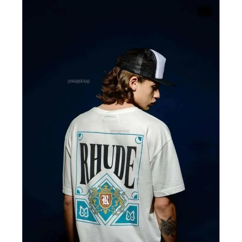 RH Designers Mens Rhude Embroidery T Shirts for Summer Mens Tops Letter Polos Shirt Womens Tshirts Clothing Short Sleeved Large Plus Size 181