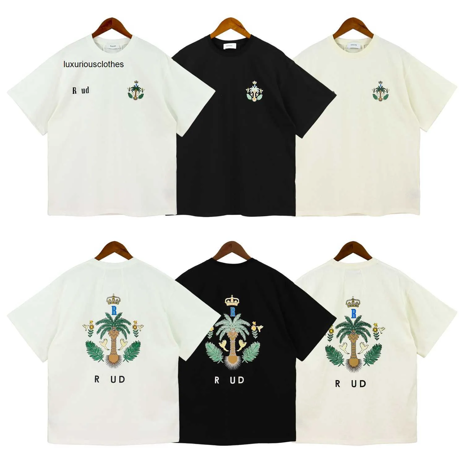 T-shirts hommes T-shirts pour hommes Chemise Designer Rhude T-shirt Summer Fashion Shirt Beach Style Coton Imprimer Street Casual Manches courtes A2