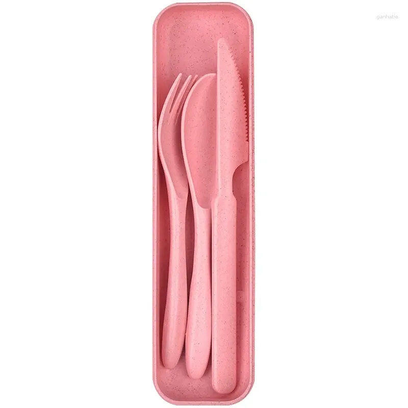 Ensembles de vaisselle 4 pièces cuillère en plastique réutilisable couverts ensemble de camping portable pour enfants adultes pique-nique de voyage