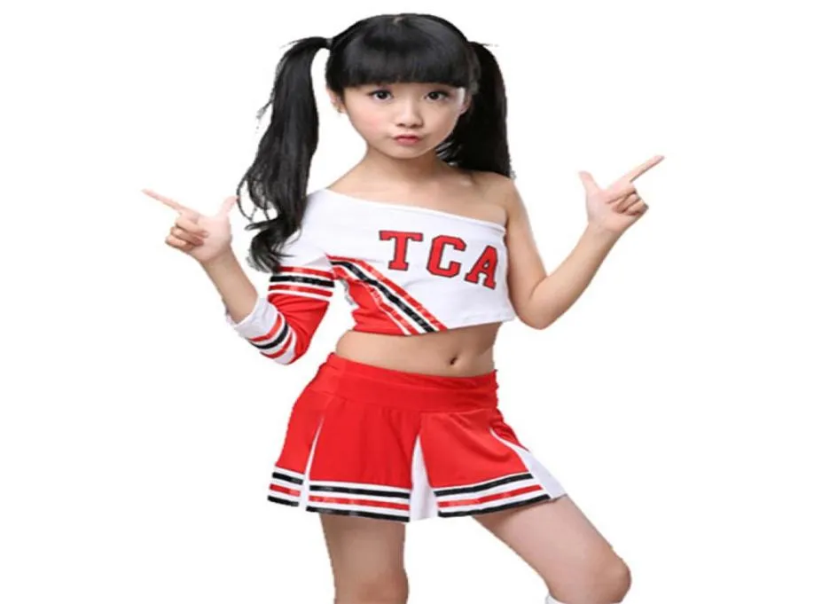 Barn tävling Cheerleaders School Team Uniforms Barn Kid Performance Costume Set Girls Class Suit Girl School Suits7494913