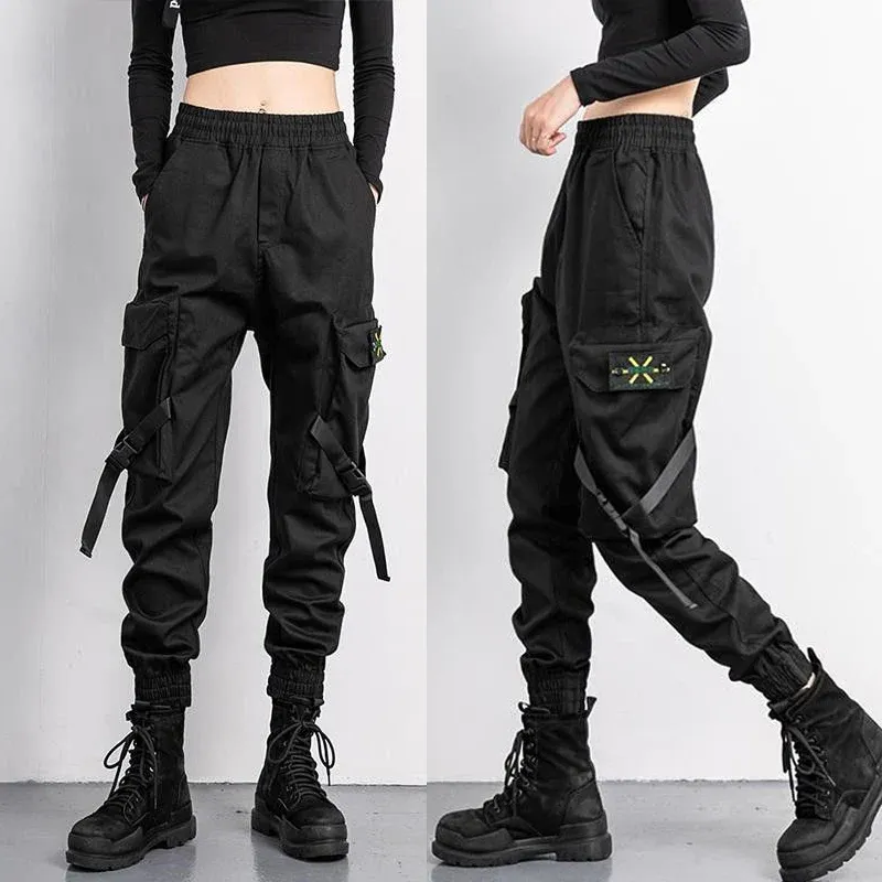 Capris 2023 Women Elastic Waist Loose Streetwear Cargo Pants Female Fashion Anklelength Jogging Trousers Ladies Plus Szie Casual Pants