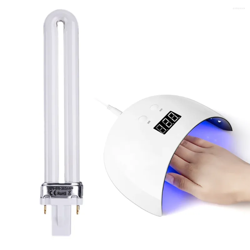 Essiccatori per unghie 9W Lampada a raggi ultravioletti Sostituzione della lampada a forma di U Macchina per manicure Lampada UV Accessori per asciugatrice per lampade per poterapia