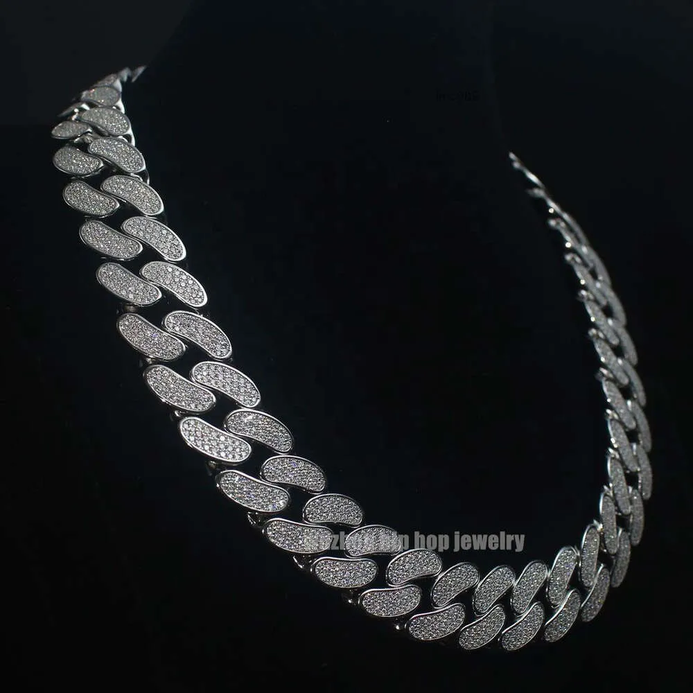 Ожерелье в стиле хип-хоп с бриллиантом Iced Out, 20 мм, тяжелая цепочка, серебро S925, оценка третьей стороны, кубинское ожерелье с бриллиантом класса d, муассанит