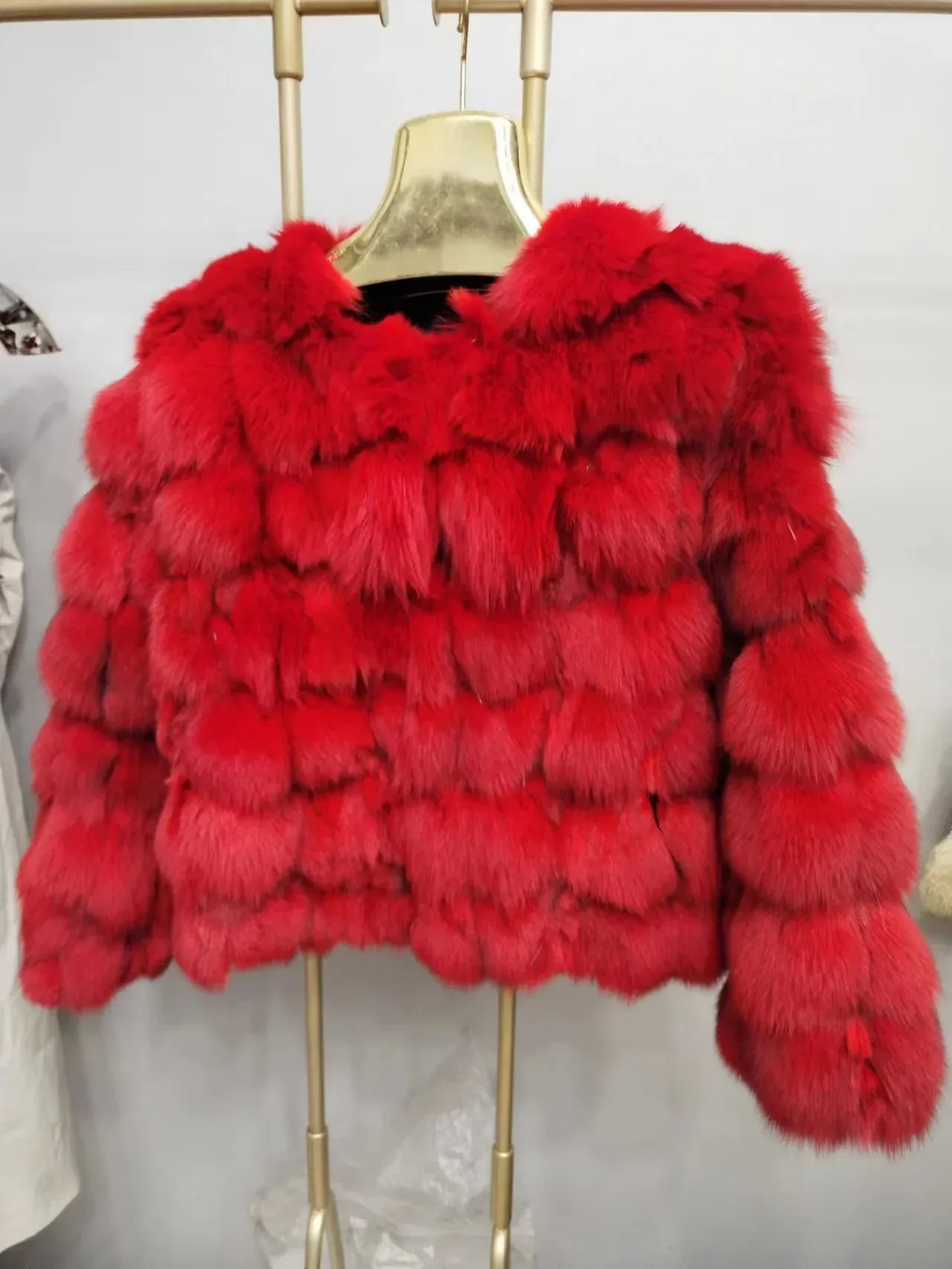 Päls 100% naturlig pälsjacka Real Fox Päls Vinterjacka Kvinnor Luxury Fashion 55 cm kortjacka mode streetwear varm försäljning 2023