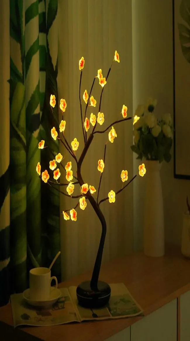 Veilleuses LED lumière cadeau de noël Rgb coloré télécommande prune lampe arbre perlé boule chambre décoration 9864883