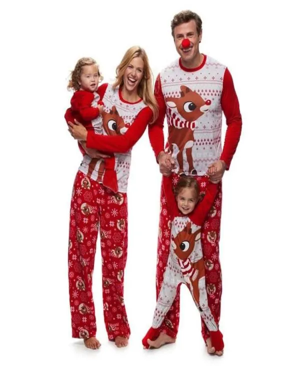 2018 Newest Family Matching Christmas Pajamas Set Women Men Baby Kids Sleepwear Nightwear Casual TShirt Pants6103276