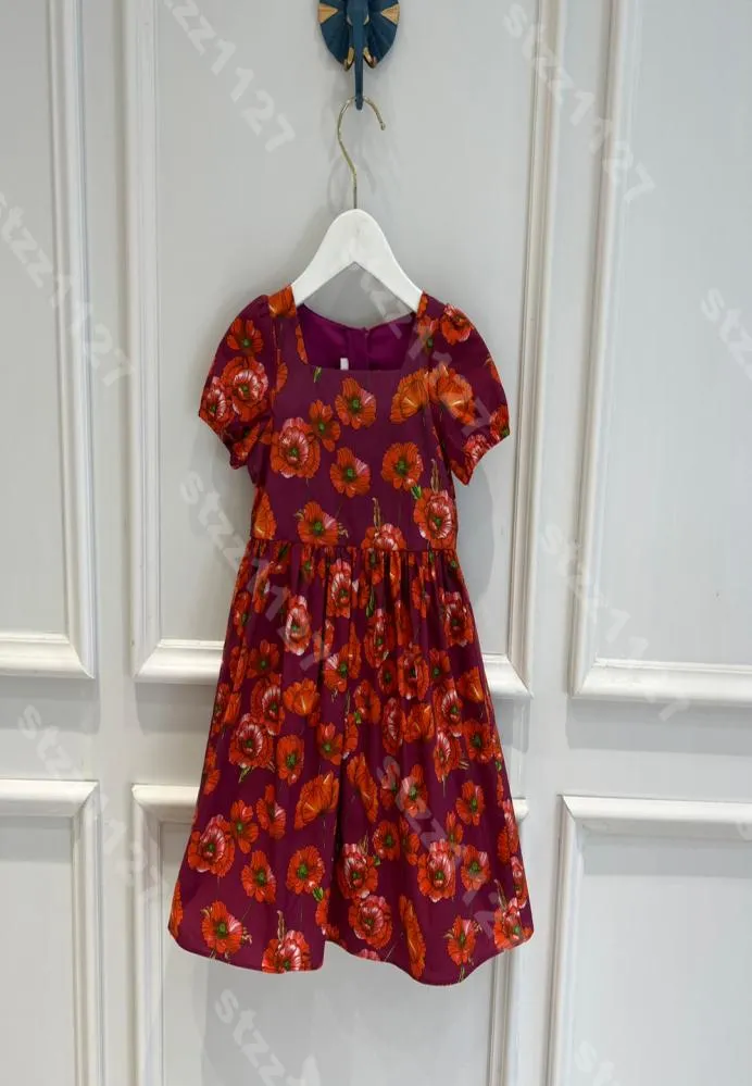 デザイナーの女の赤ちゃんプリントドレスコットンフローラルジップドレス