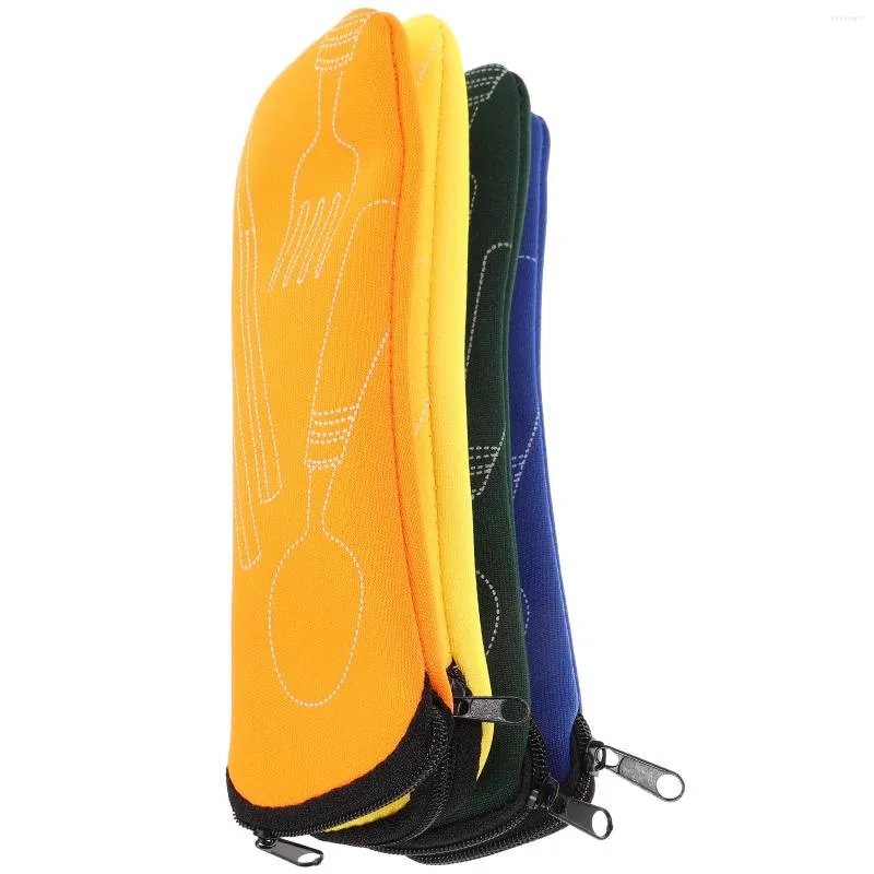 Keukenopslag Bestektas Herbruikbare tassen met ritssluiting Gebruiksvoorwerpzakje Outdoor Camping Eetstokje Reisaccessoires