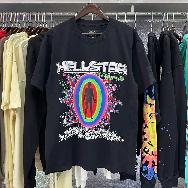 Hellstar Shirt Hellstar T-shirt Men's and Women's Designer T-shirt, Vintage Hell Star, Fashionable Washed Fabric Street Graffiti Engraved Foil Men's Plus 152