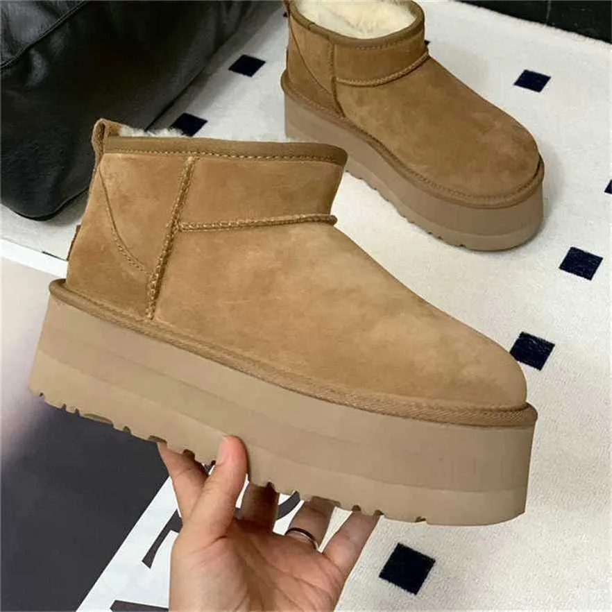 Sports shoes 2024 Henan Sangpo New Type Snow Womens Leather Fur Integrated Heightening Thick Sole Short Tube with Velvet and Warm Cotton Winter Shoes
