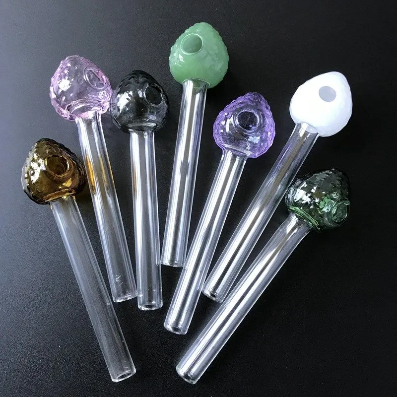 Mini Glass Pipes Strawberry Smoking Hand Pipe Straight Tube Glass Pyrex Oil Burner Pipes For Tobacco Smoking SW42