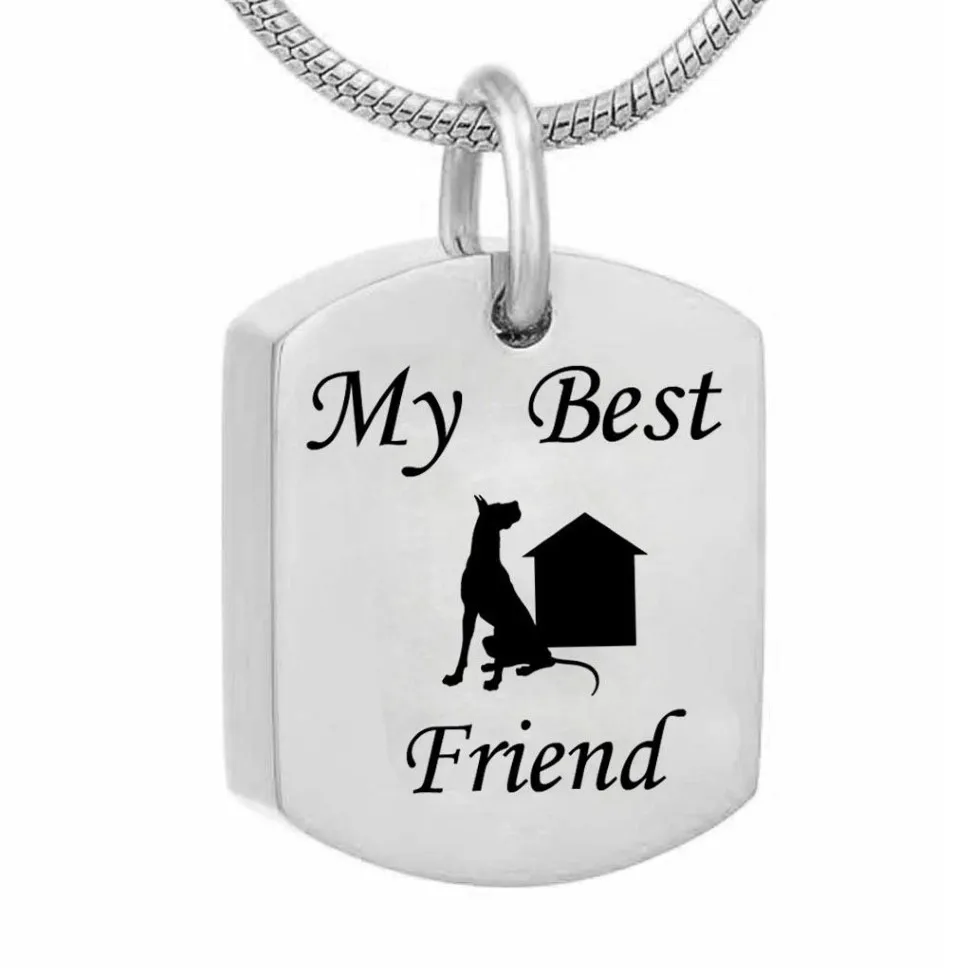 Cremation Jewelry Stainless Steel Dog Urn Pendant Necklace Memorial Ash Keepsake Charm Pet Ashes Necklace Jewelry272y